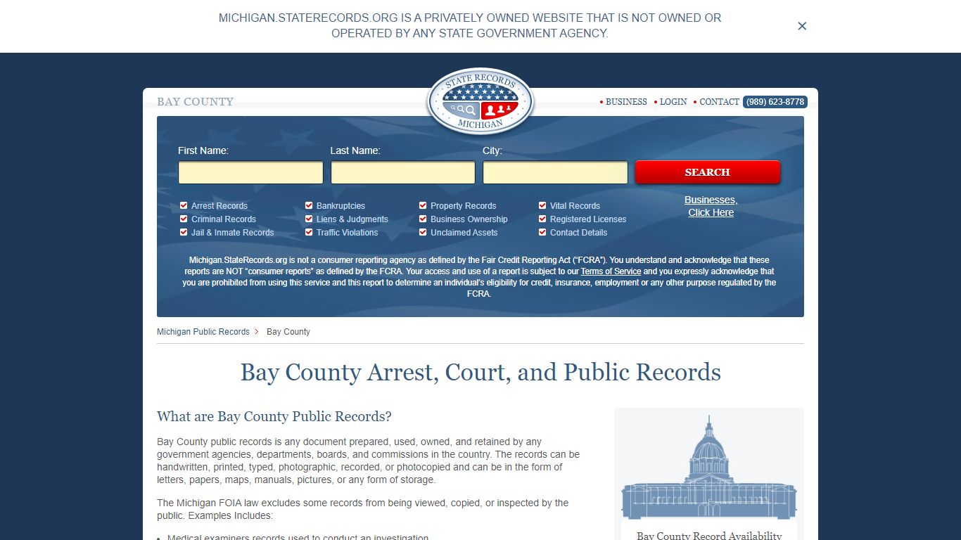 Bay County Arrest, Court, and Public Records